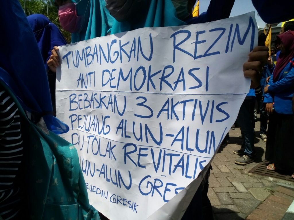 PMII Se-Jawa Timur Tuntut Pembebasan 3 Aktivis Save Alun-Alun Gresik