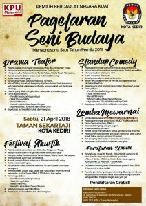 Jelang Pilpres dan Pileg, KPU Kota Kediri Adakan Pagelaran Seni Budaya
