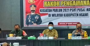 Dandim Ngawi Hadiri Rakorpam Jelang Parluh Persaudaraan Setia Hati Terate