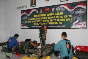 Peringati Hari Juang Kartika dan HUT Kodam V/Brawijaya, Kodim 0806/Trenggalek Gelar Donor Darah