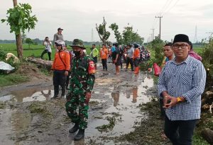 Babinsa Paron Bersama Warga Gotong Royong Bersihkan Pohon Tumbang.
