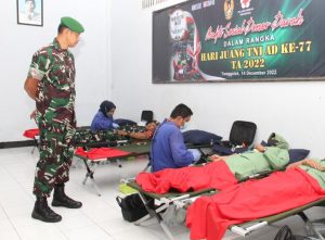 Meriahkan Hari Juang TNI AD Ke-77, Kodim 0806/Trenggalek Gelar Baksos Donor Darah.
